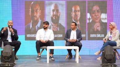 Today marked the first day of the fifth edition of the "Startups without Borders" in Cairo, under the theme "Beyond Boundaries, Building Global Horizons," with the participation of 5000 investors, innovators, entrepreneurs, and stakeholders from the startup sector worldwide.