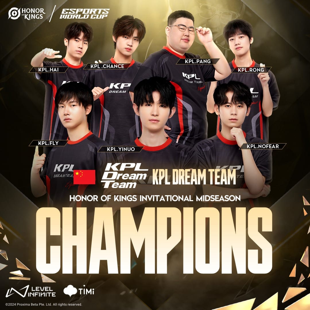 Honor of Kings officially wrapped up the first-ever Honor of Kings Invitational Midseason, 2024 Riyadh at the Esports World Cup with KPL Dream Team being crowned the first ever champions of the event.