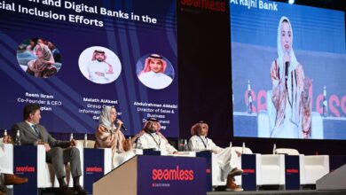 Reem Ikram, the CEO and Co-founder of Thriftplan, in a panel discussion at the Seamless exhibition