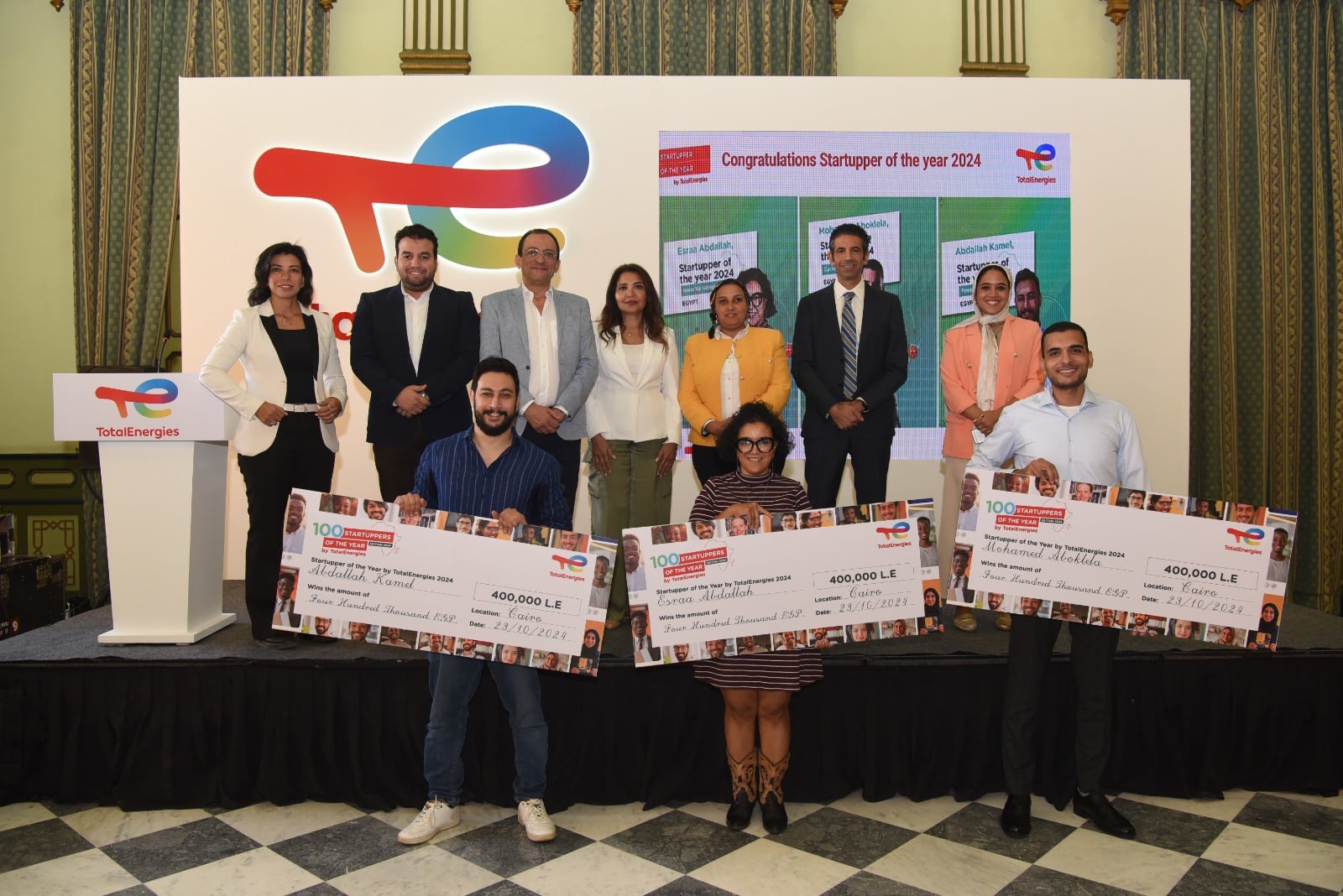 Total Energies Marketing Egypt has revealed the three winners of the fourth edition of the "Startupper of the Year Challenge by Total Energies," recognizing innovative entrepreneurs after an evaluation by local and international juries across 32 participating countries.