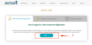 Application form for MISA Investment License